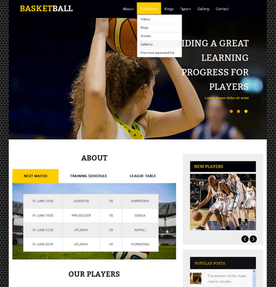体育篮球俱乐部html静态网站模板下载