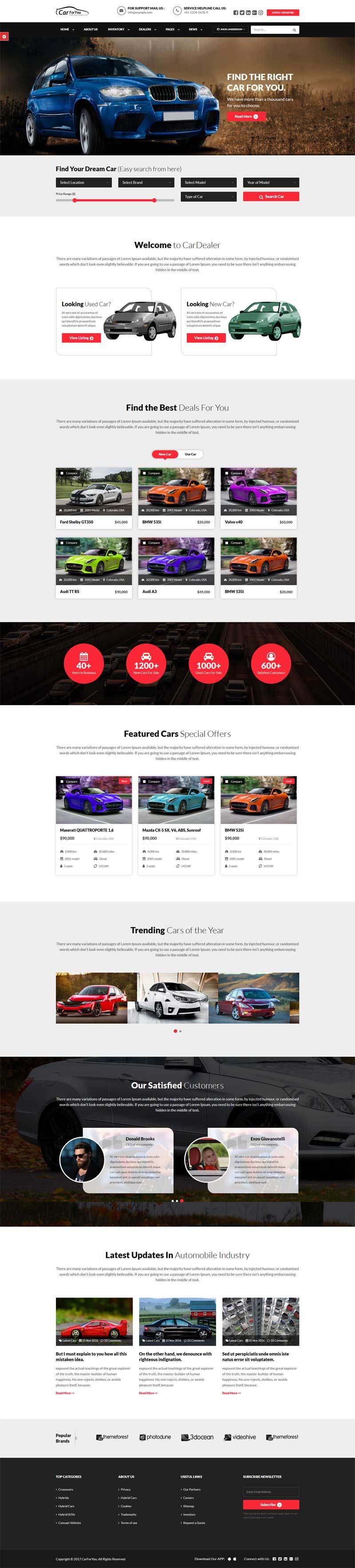 响应式的汽车经销商销售平台网站模板