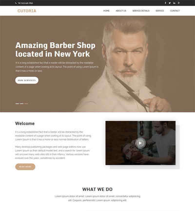 男士发型设计理发店网站静态html模板