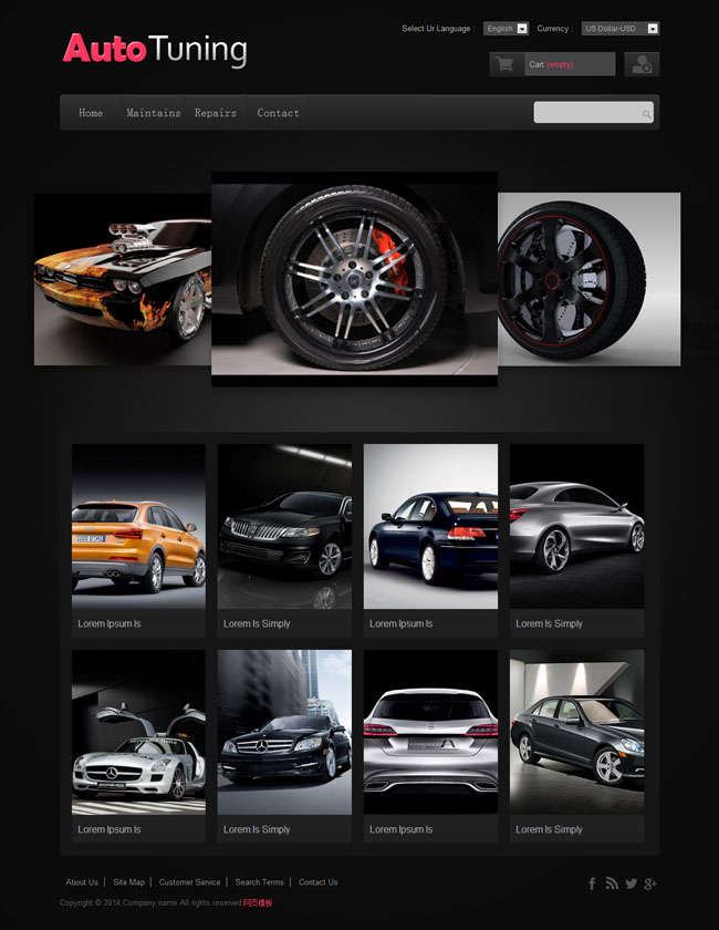 黑色的汽车配件网站模板案例html整站下载