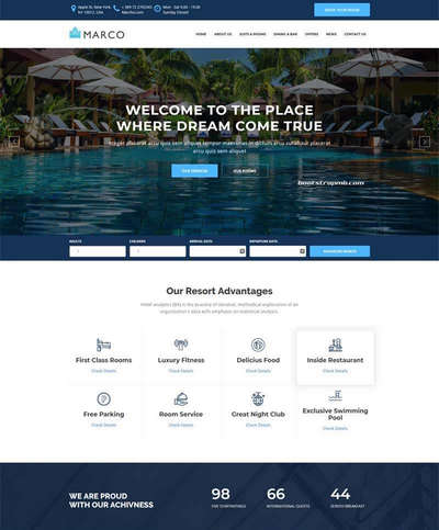 Bootstrap度假村酒店预订html网站模板