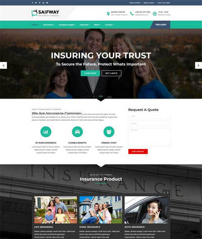 家庭保险业务公司html静态网站模板