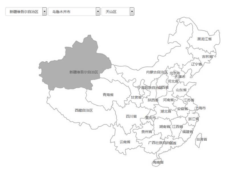 jquery中国省份地图选择高亮显