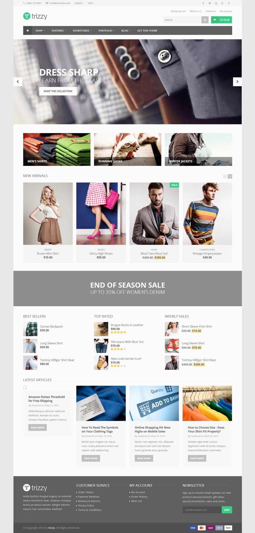 简洁大气的品牌服装网站html5响应式商城模板