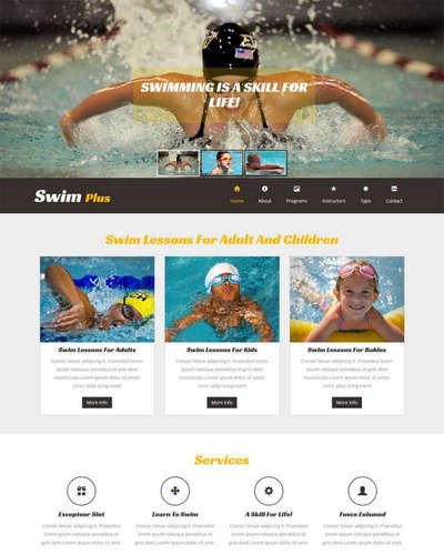 儿童游泳馆游泳培训网站静态模板html下载