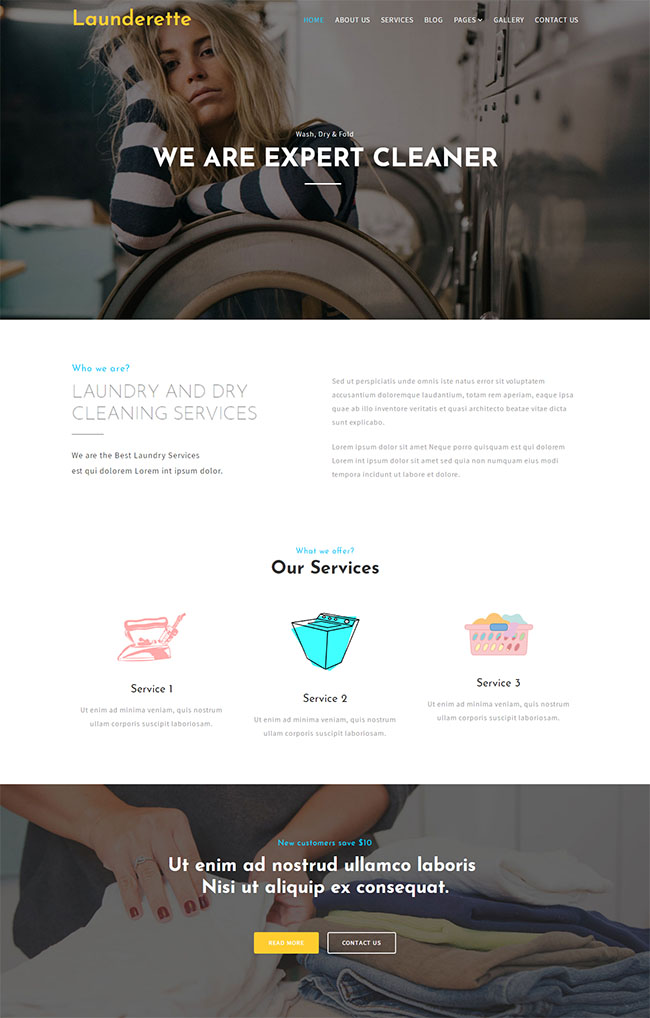 专业洗衣店服装服装洗涤公司单页html模板