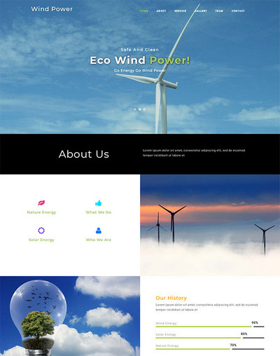 风车发电新能源公司html单页网站模板