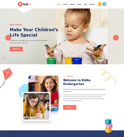 大气儿童教育培训服务机构html5网页模板