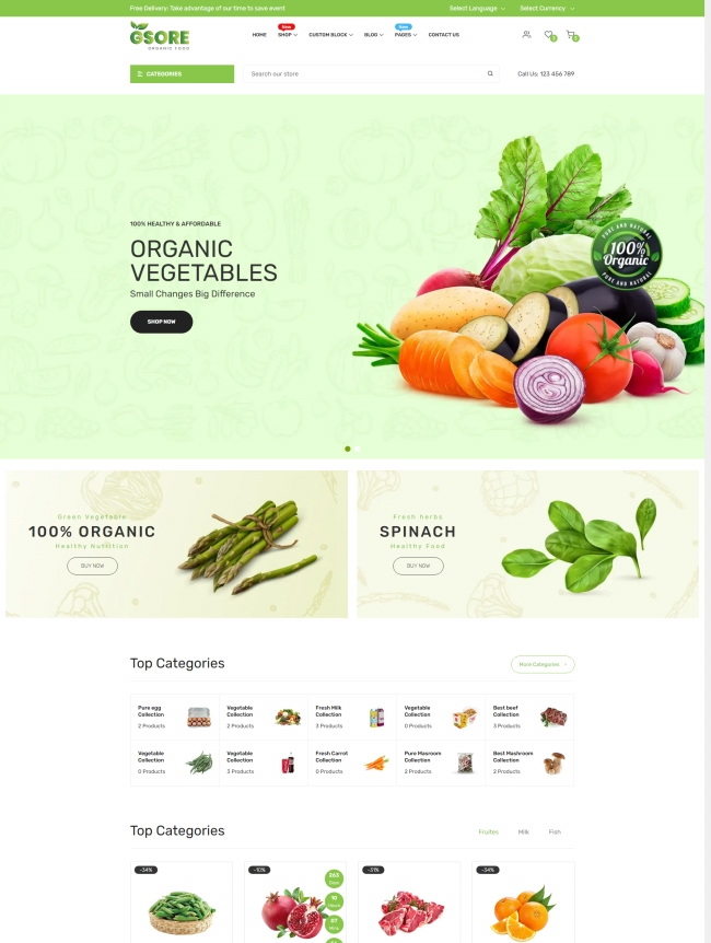 有机绿色食品蔬菜水果生鲜在线商城html网页模版
