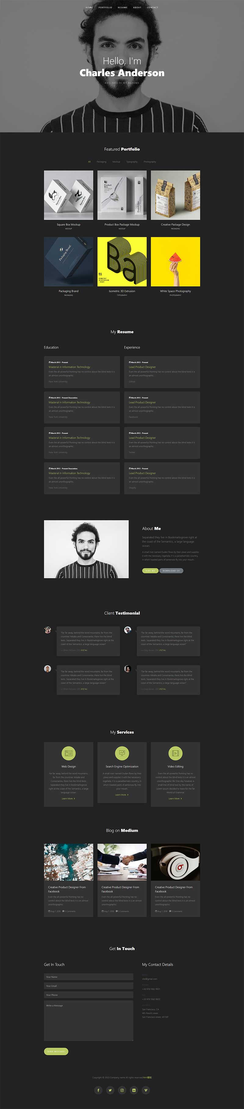 个人设计师作品展示简历网页模板