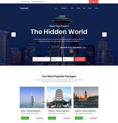 大气旅行社旅游服务平台html网站模板