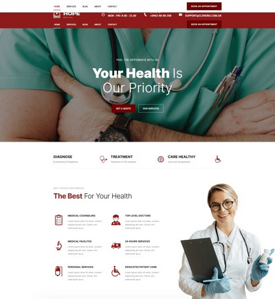 html5健康医疗服务公司bootstrap静态网站模板