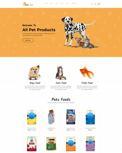 Bootstrap宠物店宠物食品销售企业网站模板