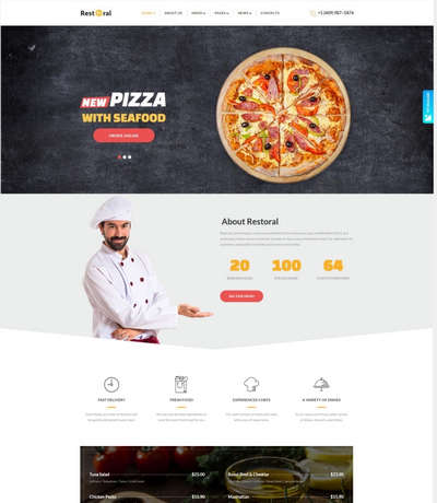 披萨汉堡美食餐饮服务公司静态网站模板