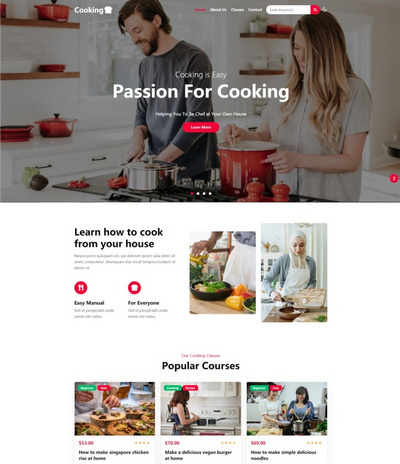 烹饪培训教育机构html5静态网站模板