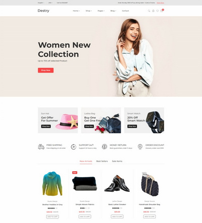 时尚女装鞋帽电子商城html网站模板