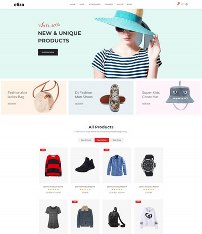时尚服装鞋帽电子商城Bootstrap5网站模板