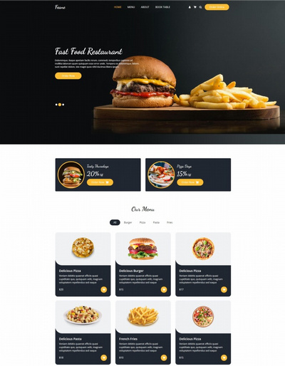 炸鸡汉堡快餐店餐饮服务企业网站模板