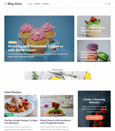 响应式美食博客分享静态html网站模板