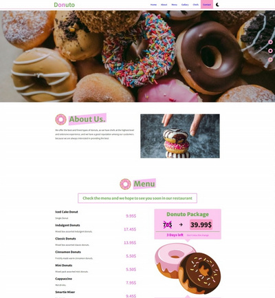 响应式甜甜圈甜品店宣传推广单页模板