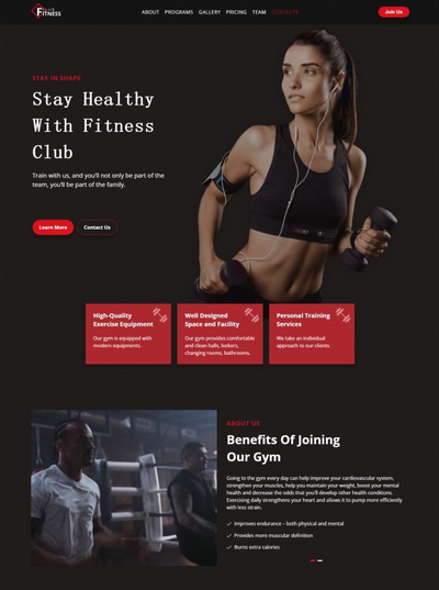 健身俱乐部健身会所通用单页html网站模板