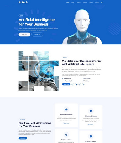 人工智能机器人研发科技公司html5网站模板