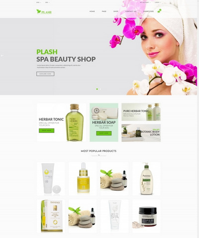 SPA精油美容护肤品商城html网站模板