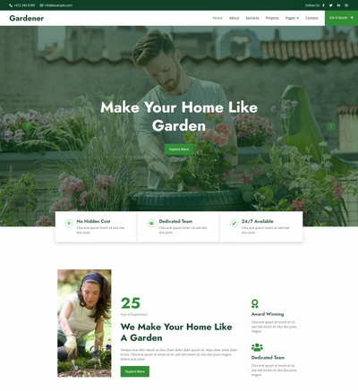花园园林设计专业服务公司html静态网站模板