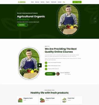 绿色有机蔬菜水果农场网站模板