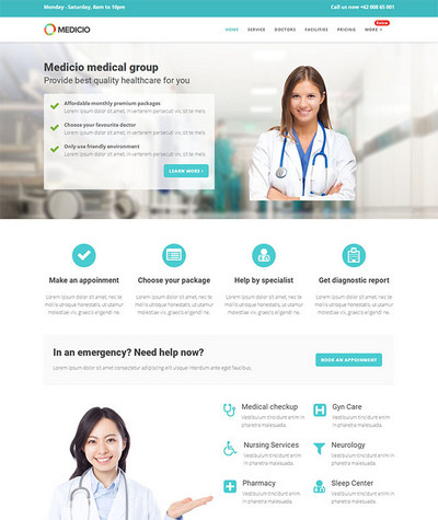 简洁医疗服务机构通用html网站模板