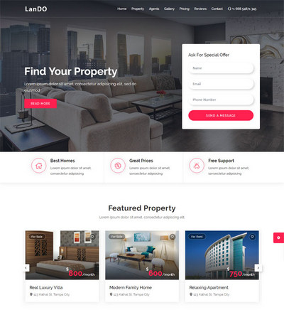 房屋租赁销售服务公司单页html模板