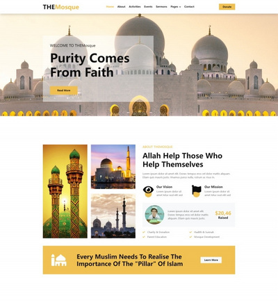响应式清真寺宣传HTML5网站模板