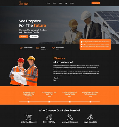 太阳能光伏施工服务公司html网站模板