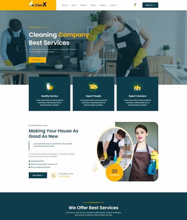 Bootstrap响应式清洁服务公司宣传网站模板