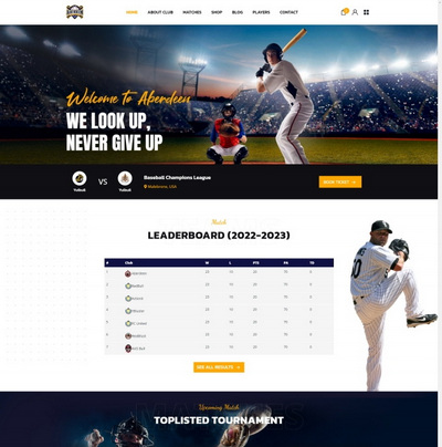 棒球俱乐部用品商城通用网页模板