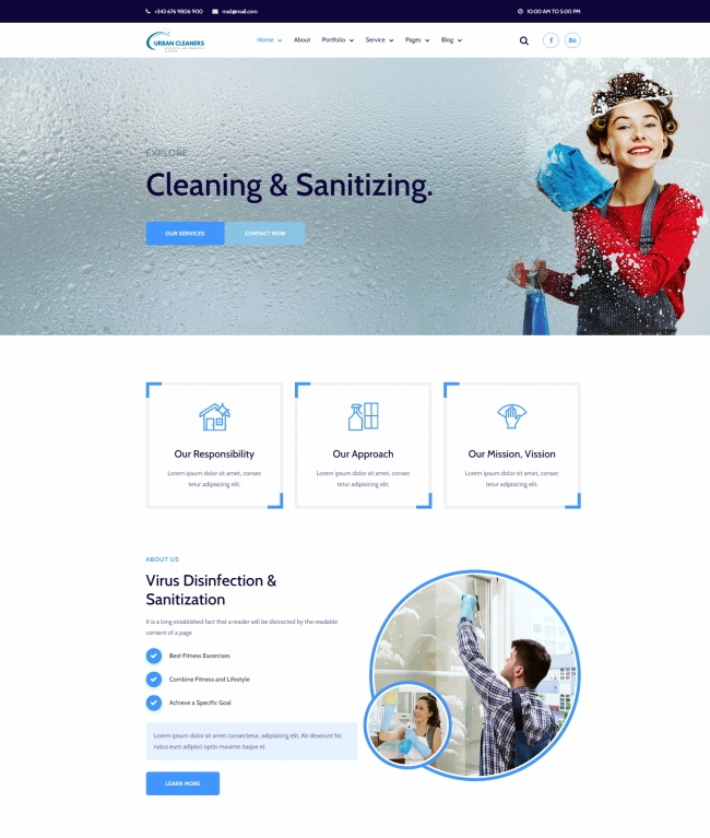 响应式家庭清洁家政服务公司网站模板