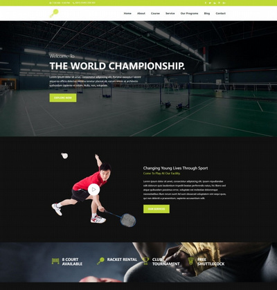 羽毛球运动培训机构通用网页模