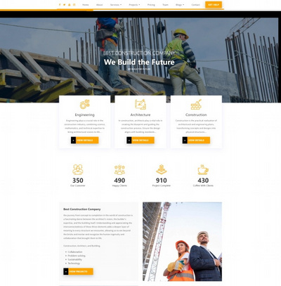 现代建筑工程施工服务公司html网站模板