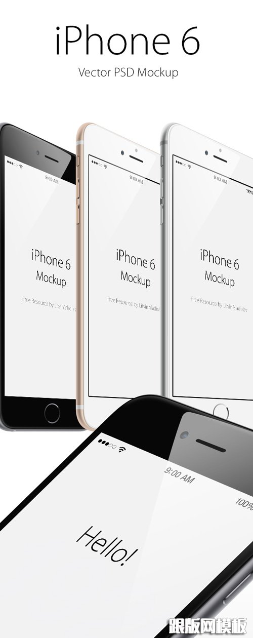 Free iPhone 6 and iPhone 6 Plus Mockup Templates (PSD, AI & Sketch) - Free Download - 20
