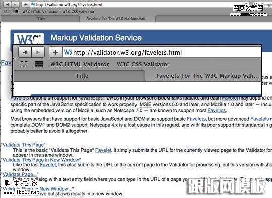 Safari W3C Validation Favelets
